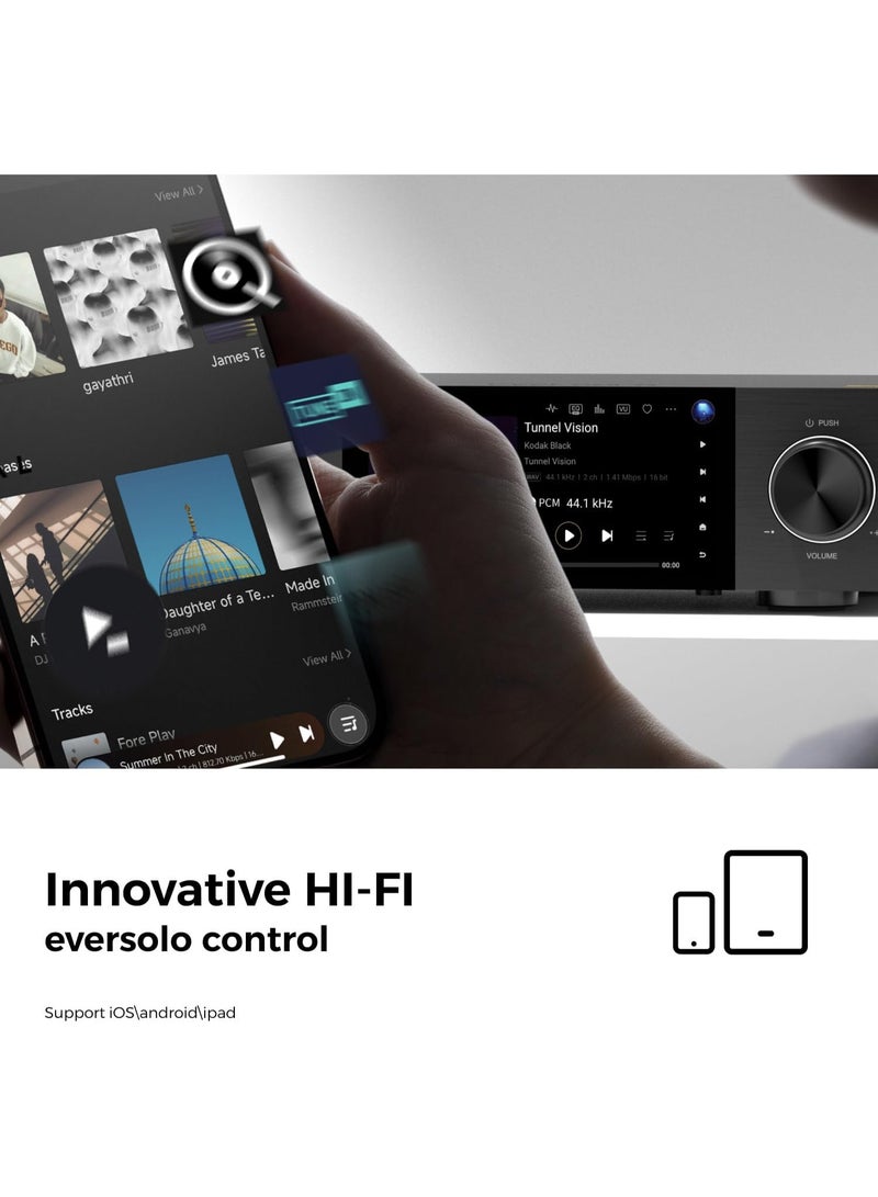 Eversolo DMP-A6 Gen 2 Hi-Fi Music Streamer, Wireles Audio Player, Digital Music Streamer, DAC, Music Service&Streaming, DSD512, EOS Audio Engineer,PCM768kHz/32Bit Bluetooth 5.0, Exclusive App - Image 5